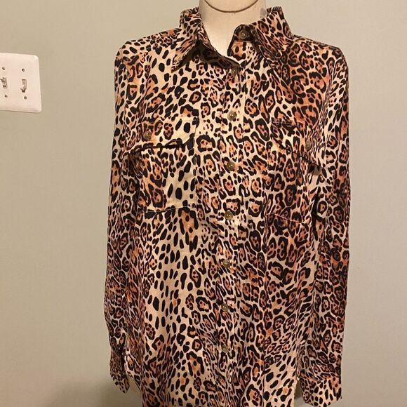 NWT Lulus Leopard Shirt button up Sz XS - Picture 3 of 6